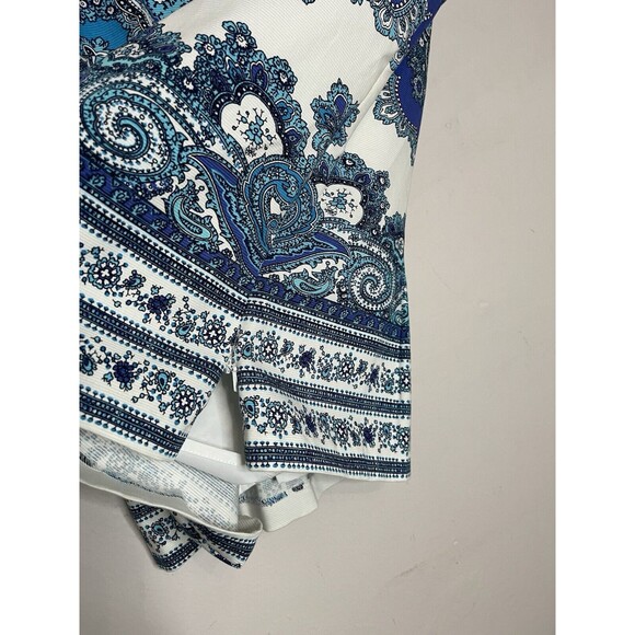 RSVP by Talbots Top womens 6p sleeveless vneck blue white Side Zip Paisly Print - Picture 5 of 9